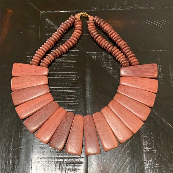 Jewelry - Handcrafted Carved Polished RedWood Necklace